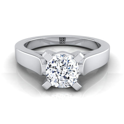 Cathedral Squared Edge Solitaire Cushion, in 18K White Gold, prong setting | RockHer