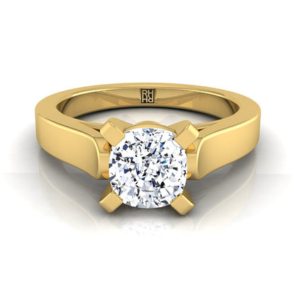 Charlotte Select Cathedral Solitaire Cushion Cut Lab Diamond Engagement Ring in 18K Yellow Gold | RockHer