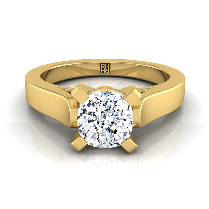 Charlotte Select Cathedral Solitaire Cushion Cut Lab Diamond Engagement Ring in 18K Yellow Gold | RockHer