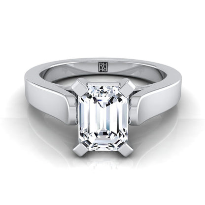 European Cut, Cathedral Squared Edge Solitaire Emerald, in Platinum, prong setting | RockHer