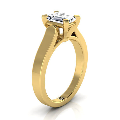 Charlotte Select Cathedral Solitaire Emerald Cut Lab Diamond Engagement Ring in 18K Yellow Gold | RockHer