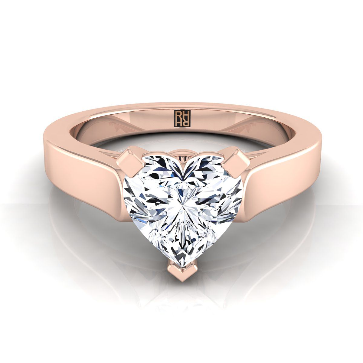 The Charlotte heart engagement ring setting in 14K Rose Gold | RockHer