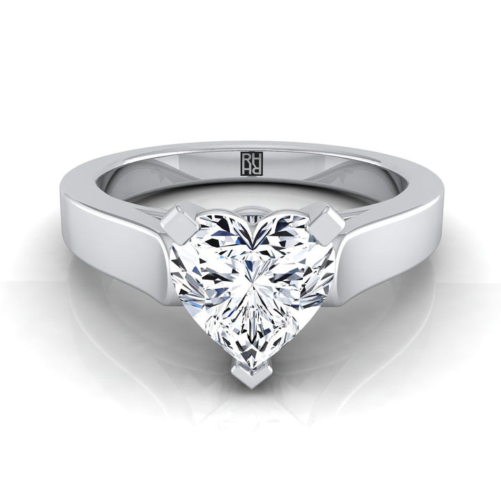 Cathedral Squared Edge Solitaire Heart Shape, in Platinum, prong setting | RockHer