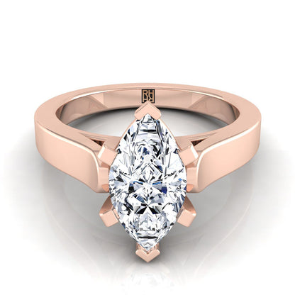 Cathedral Squared Edge Solitaire Marquise, in 14K Rose Gold, prong setting | RockHer
