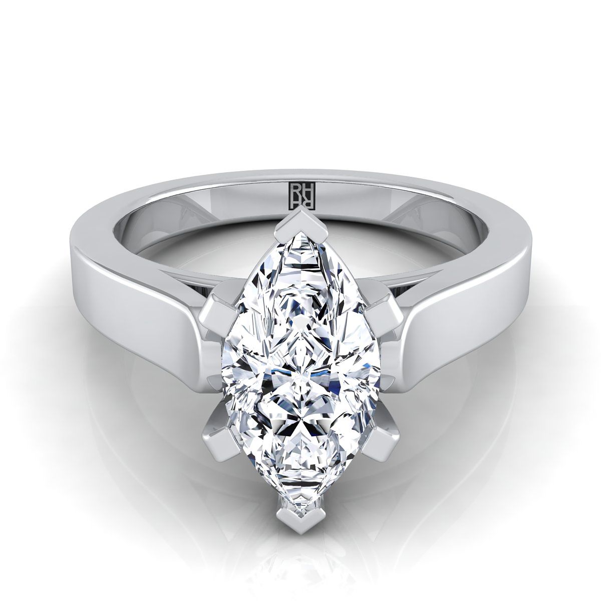 The Charlotte marquise engagement ring setting in 18K White Gold | RockHer