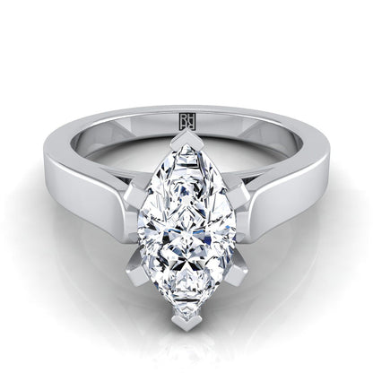 Cathedral Squared Edge Solitaire Marquise, in Platinum, prong setting | RockHer