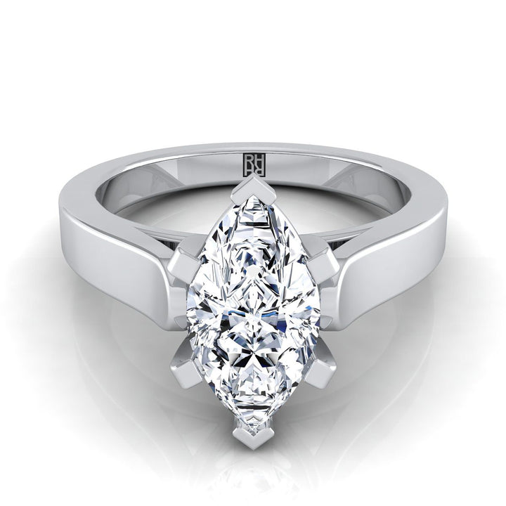 Cathedral Squared Edge Solitaire Marquise, in 18K White Gold, prong setting | RockHer