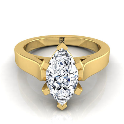 Cathedral Squared Edge Solitaire Marquise, in 18K Yellow Gold, prong setting | RockHer