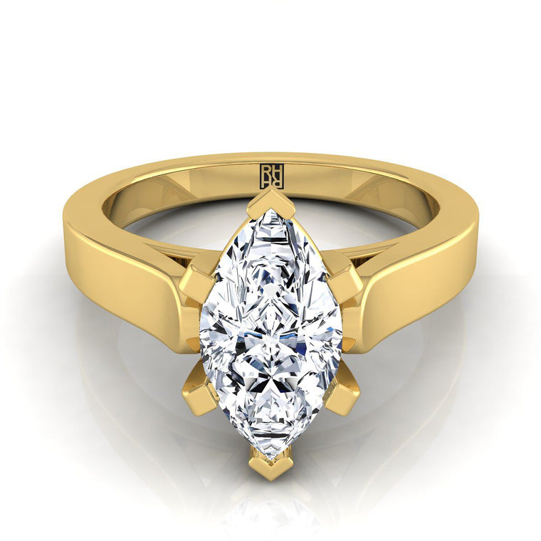 The Charlotte Select Cathedral Solitaire Marquise Lab Diamond Engagement Ring in 18K Yellow Gold