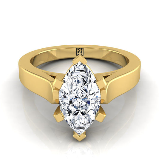 14K Yellow Gold Marquise   Cathedral Style Solitaire Engagement Ring