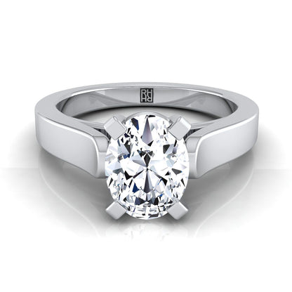 Cathedral Squared Edge Solitaire Oval, in Platinum, prong setting | RockHer