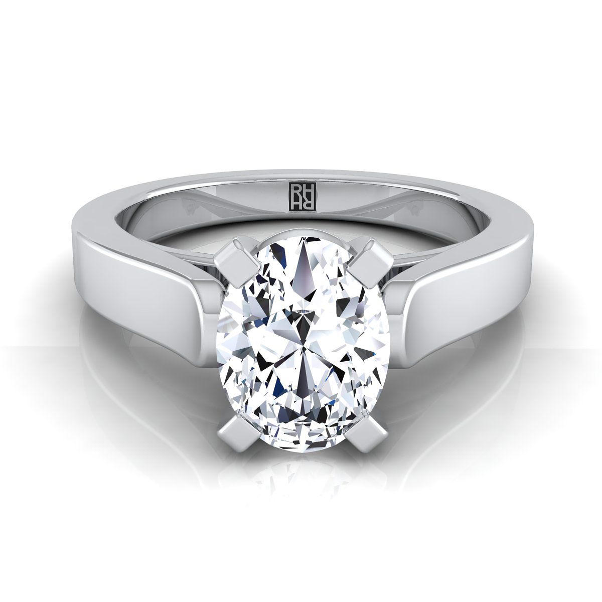 Charlotte Select Cathedral Solitaire Oval Lab Diamond Engagement Ring in 18K White Gold | RockHer