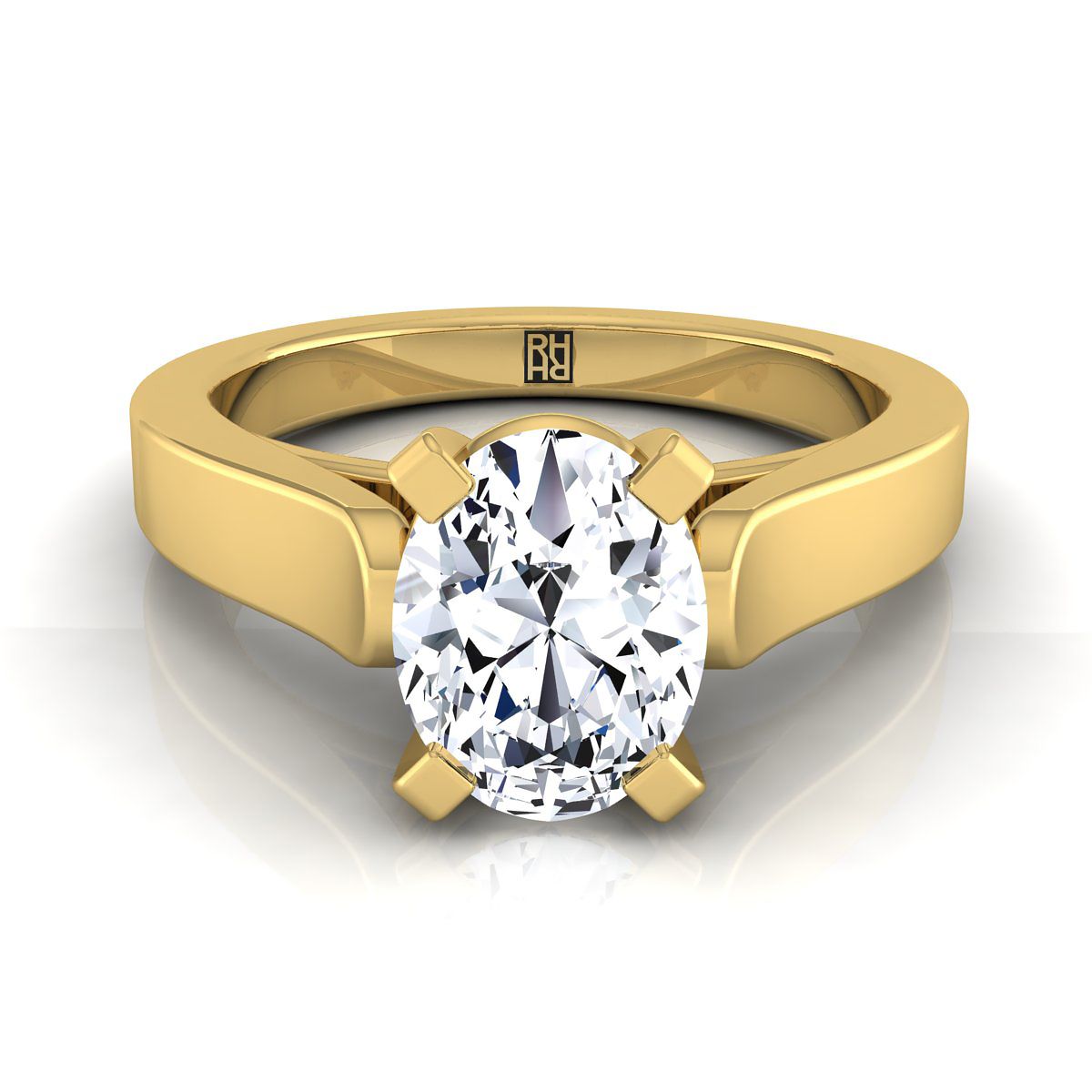 Charlotte Select Cathedral Solitaire Oval Lab Diamond Engagement Ring in 18K Yellow Gold | RockHer