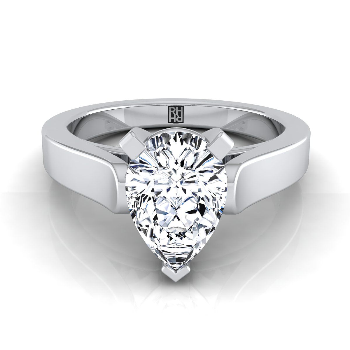 The Charlotte pear engagement ring setting in Platinum | RockHer