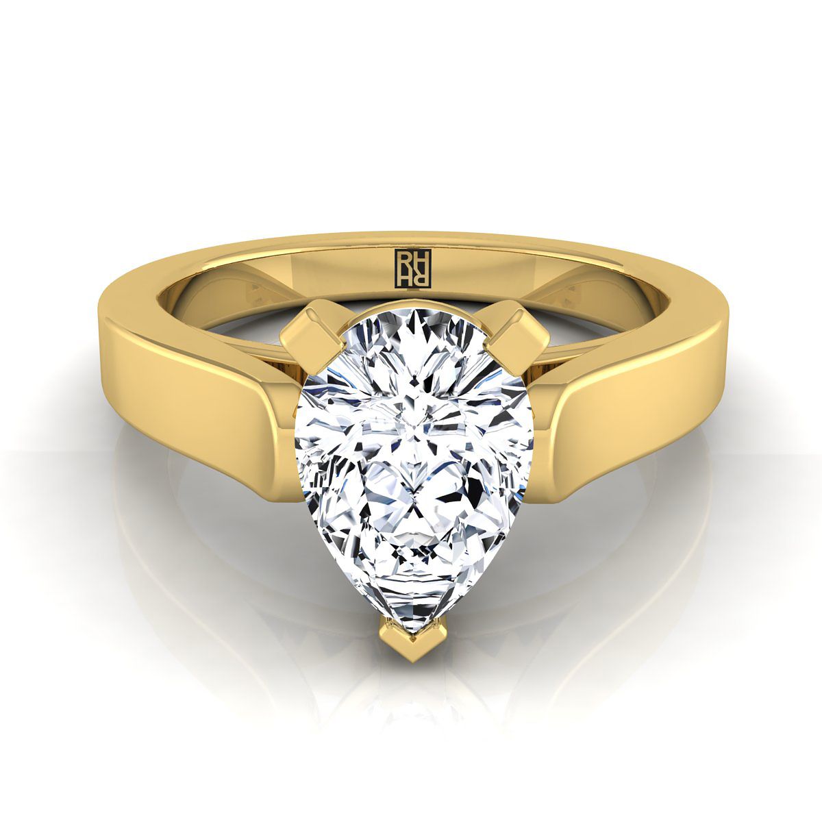 The Charlotte pear engagement ring setting in 18K Yellow Gold | RockHer