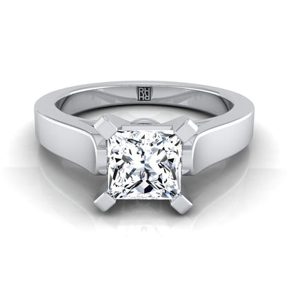 Cathedral Squared Edge Solitaire Princess, in 18K White Gold, prong setting | RockHer