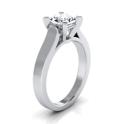 Cathedral Squared Edge Solitaire Princess, in 18K White Gold, prong setting – side profile | RockHer