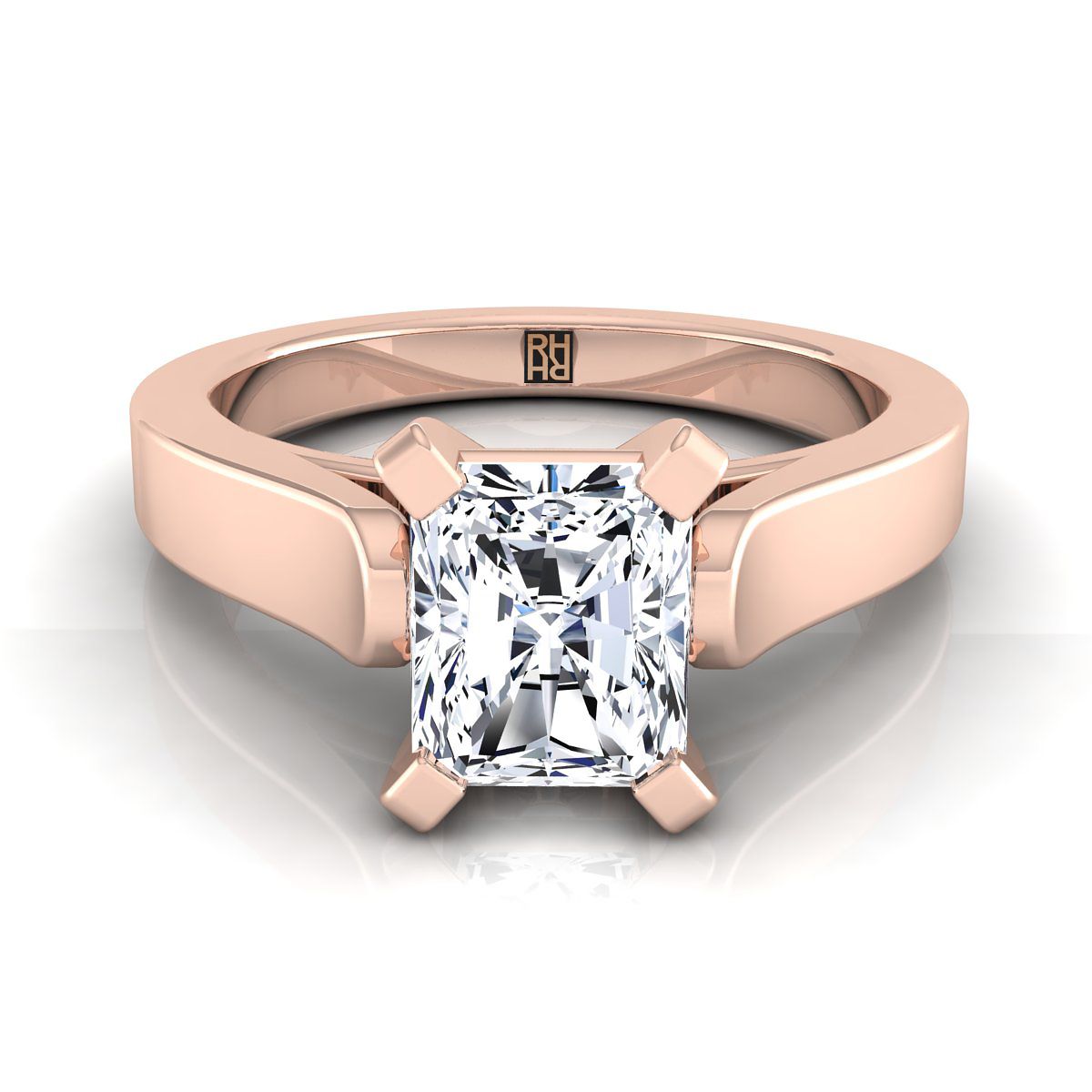 The Charlotte radiant engagement ring setting in 14K Rose Gold | RockHer