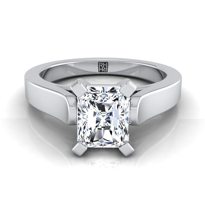 Cathedral Squared Edge Solitaire Radiant, in Platinum, prong setting | RockHer