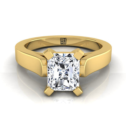 Cathedral Squared Edge Solitaire Radiant, in 18K Yellow Gold, prong setting | RockHer