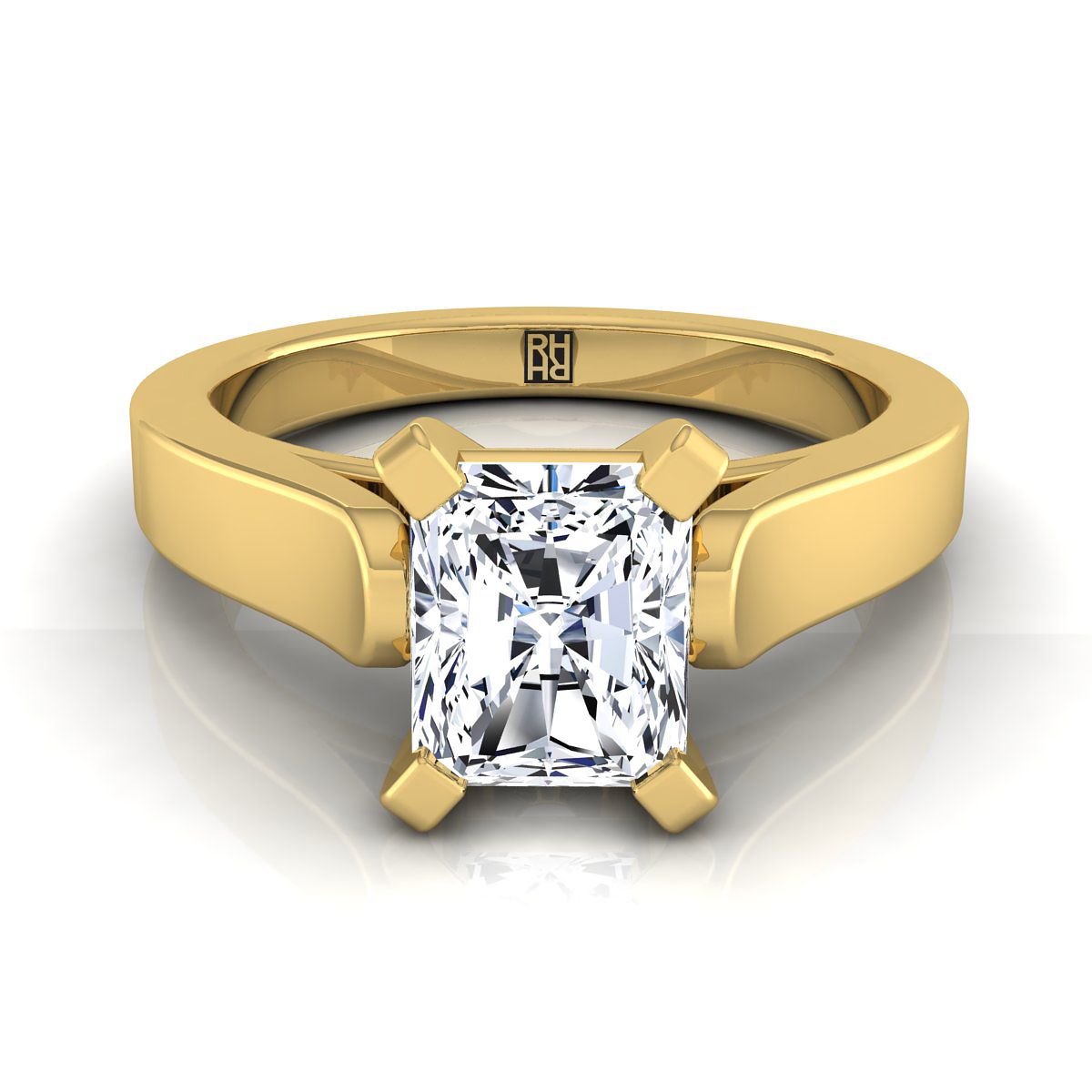 The Charlotte radiant engagement ring setting in 18K Yellow Gold | RockHer