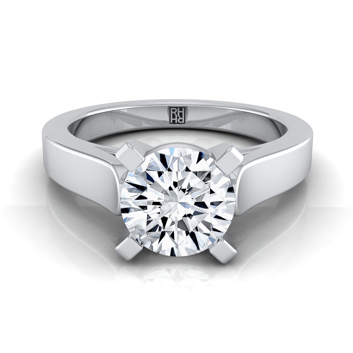 The Charlotte round engagement ring setting in Platinum | RockHer