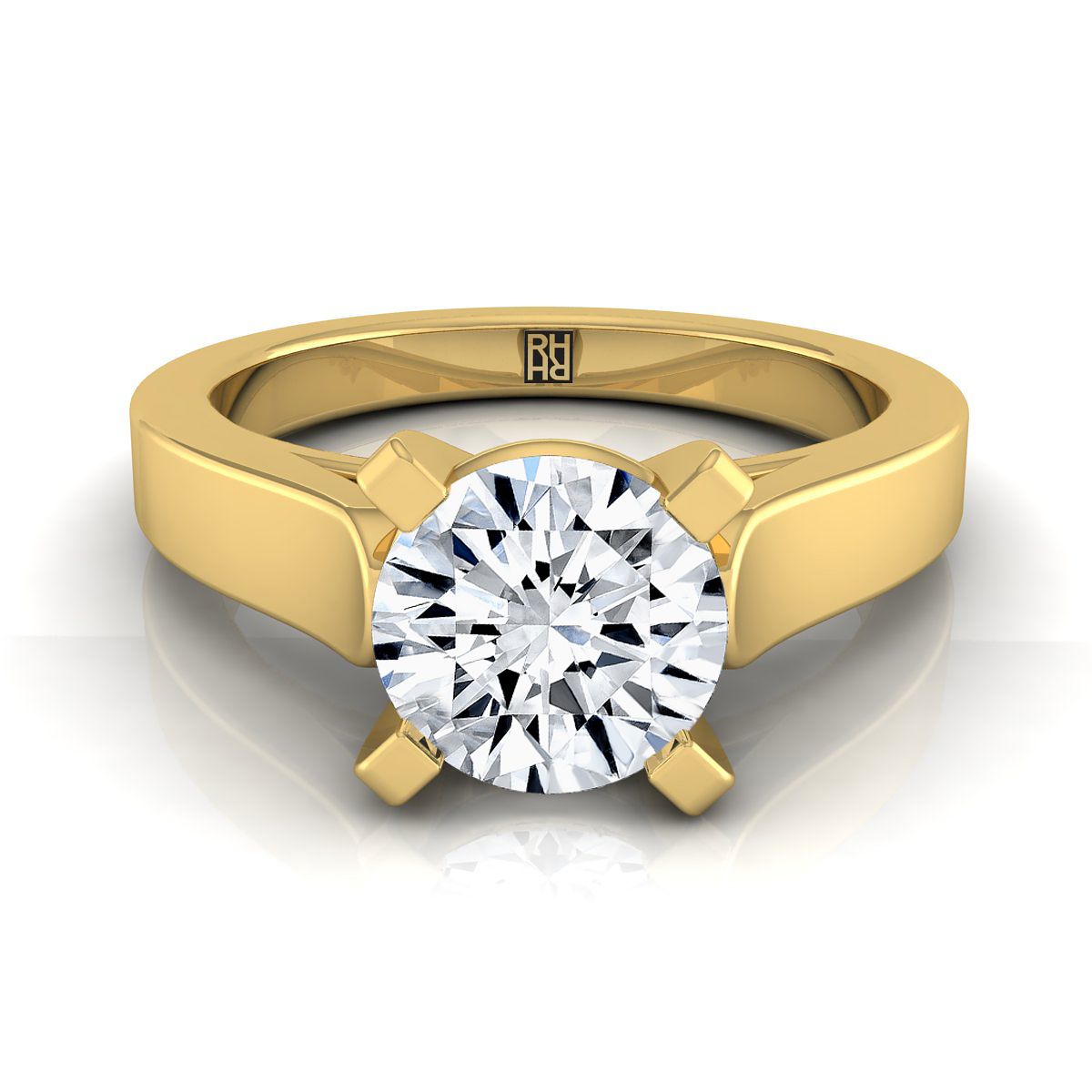 Charlotte Select Cathedral Solitaire Round Lab Diamond Engagement Ring in 18K Yellow Gold | RockHer
