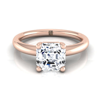 The Tori Rounded Comfort Fit Solitaire Asscher Cut Engagement Ring Setting in 14K Rose Gold