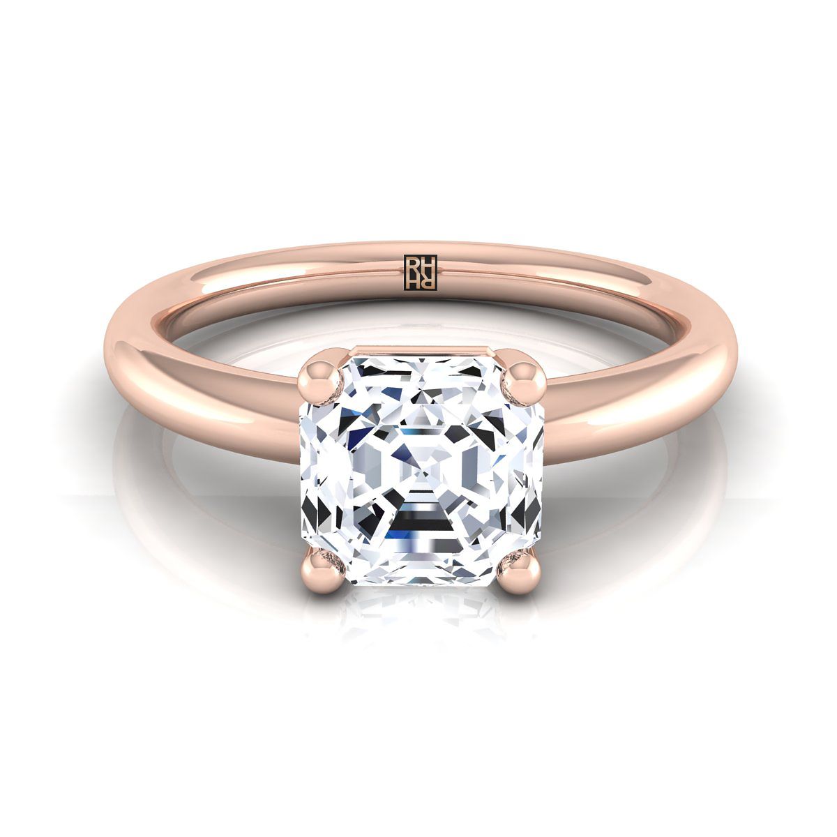 The Tori asscher engagement ring setting in 14K Rose Gold | RockHer