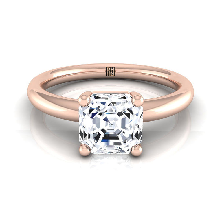 The Tori Rounded Comfort Fit Solitaire Asscher Cut Engagement Ring Setting in 14K Rose Gold