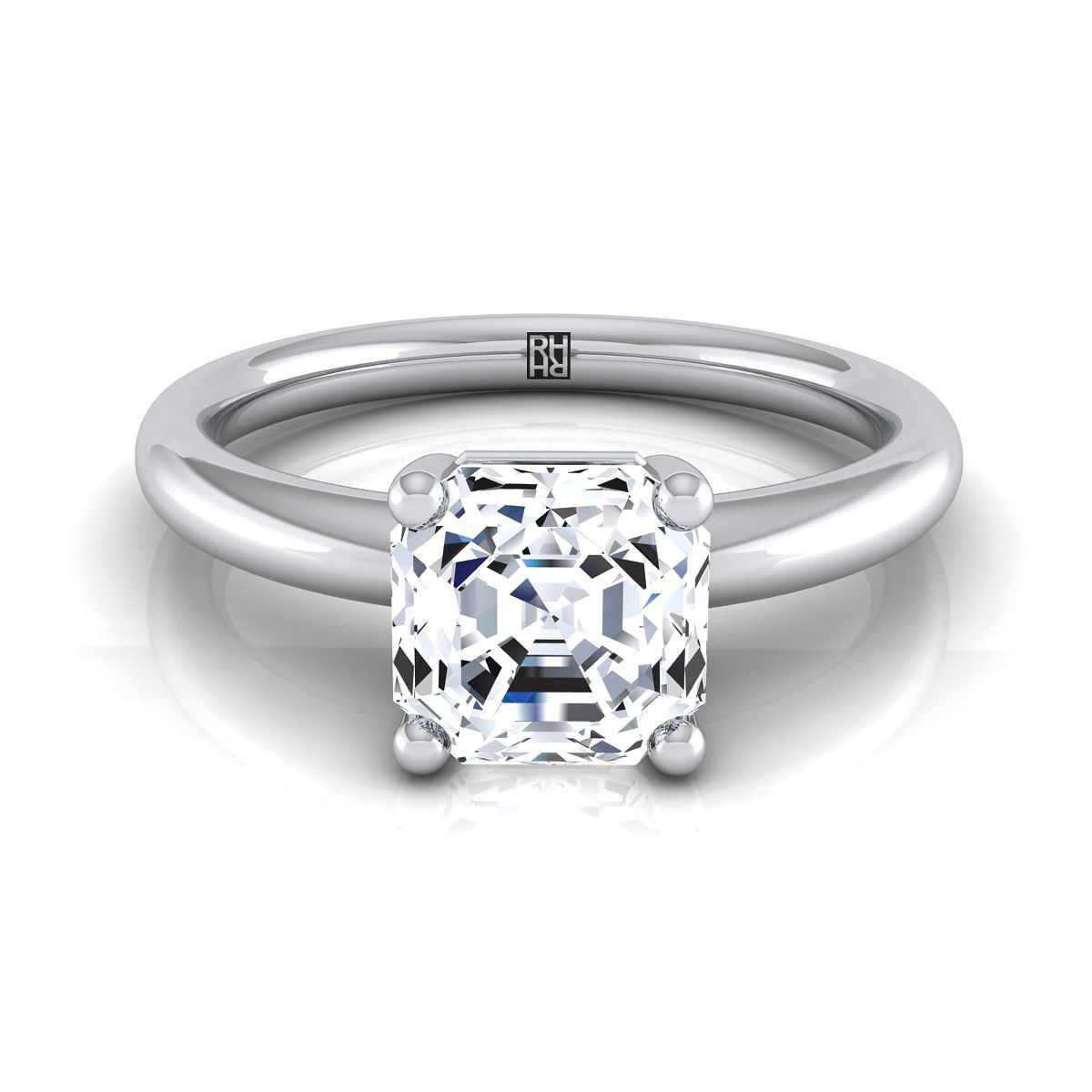 The Tori asscher engagement ring setting in 18K White Gold | RockHer