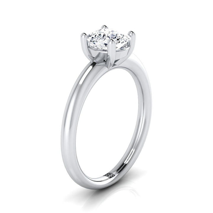 Tori Select Rounded Comfort Fit Solitaire Cushion Cut Lab Diamond Engagement Ring in 18K White Gold | RockHer