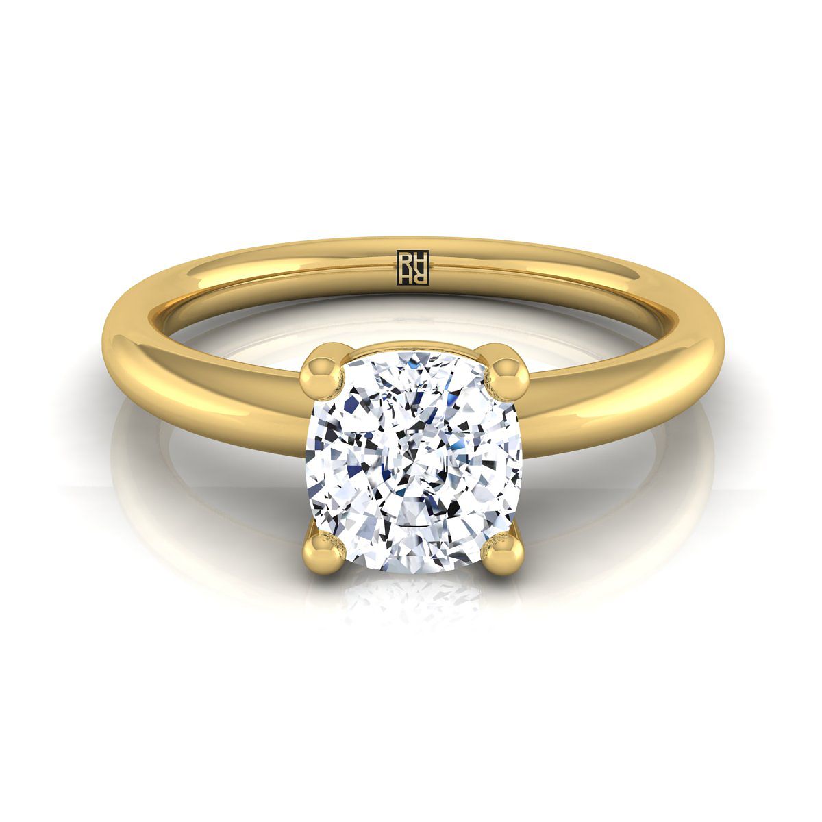 Tori Select Solitaire Cushion Cut Lab Diamond Engagement Ring in 18K Yellow Gold | RockHer