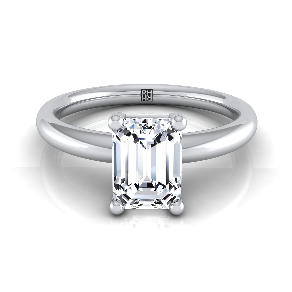 Tori Select Solitaire Emerald Cut Lab Diamond Engagement Ring in 18K White Gold | RockHer