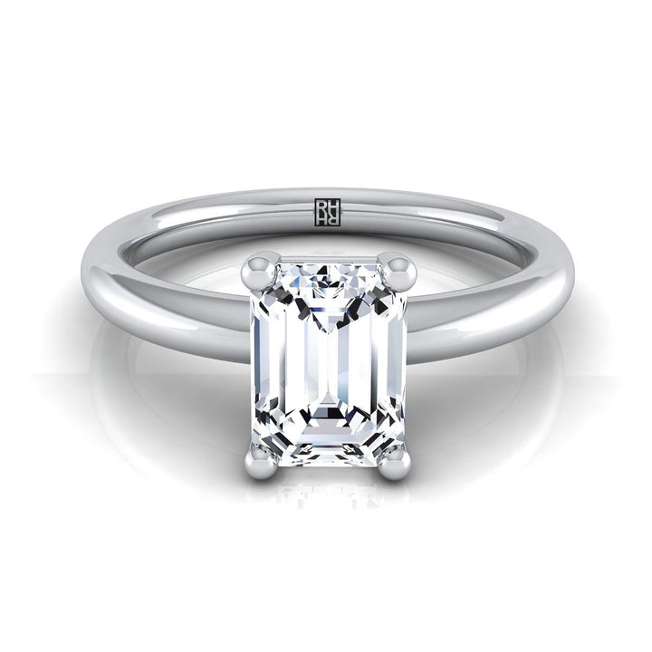 Tori Select Solitaire Emerald Cut Lab Diamond Engagement Ring in 18K White Gold | RockHer