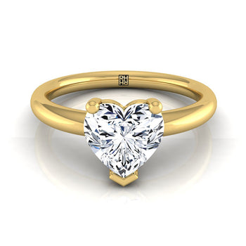 The Tori Rounded Comfort Fit Solitaire Heart Engagement Ring Setting in 18K Yellow Gold