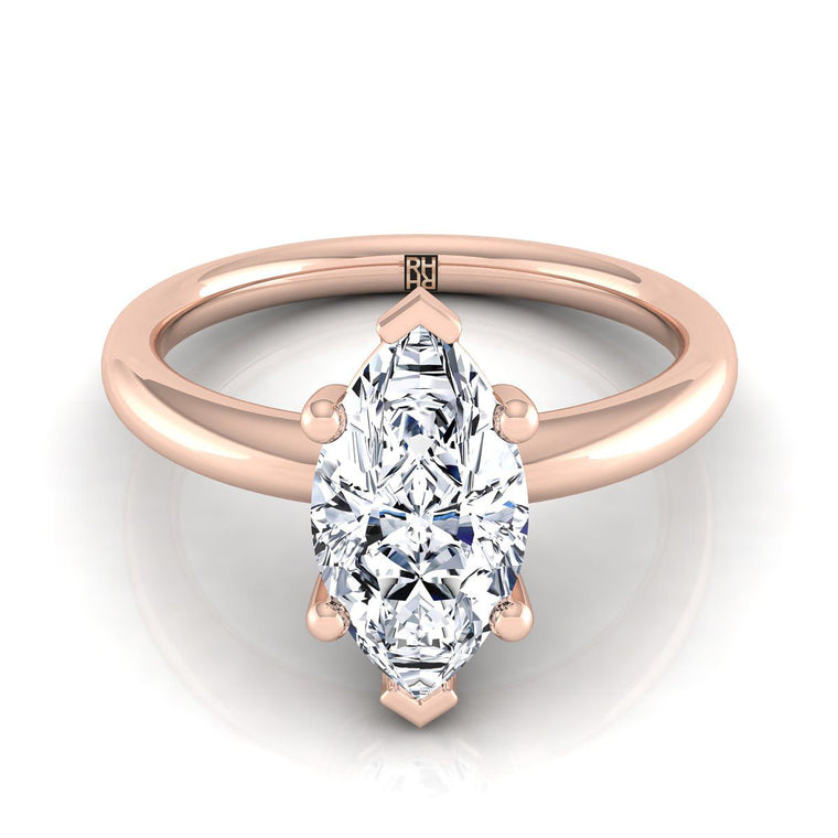 The Tori Rounded Comfort Fit Solitaire Marquise Engagement Ring Setting in 14K Rose Gold