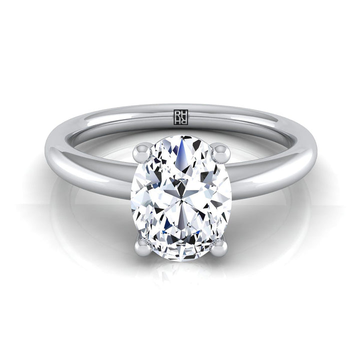 Rounded Comfort Fit Solitaire Oval, in Platinum, prong setting | RockHer