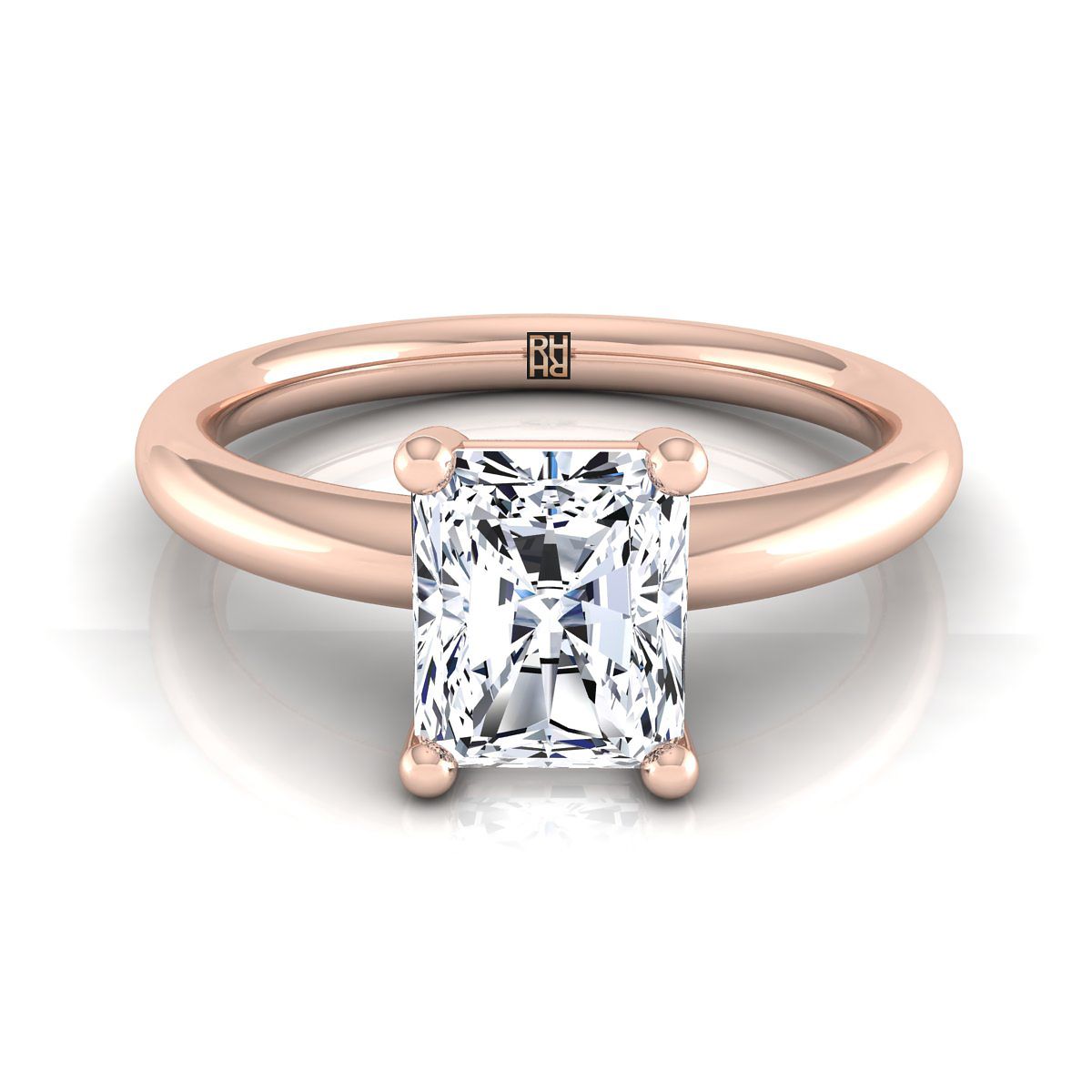 The Tori radiant engagement ring setting in 14K Rose Gold | RockHer