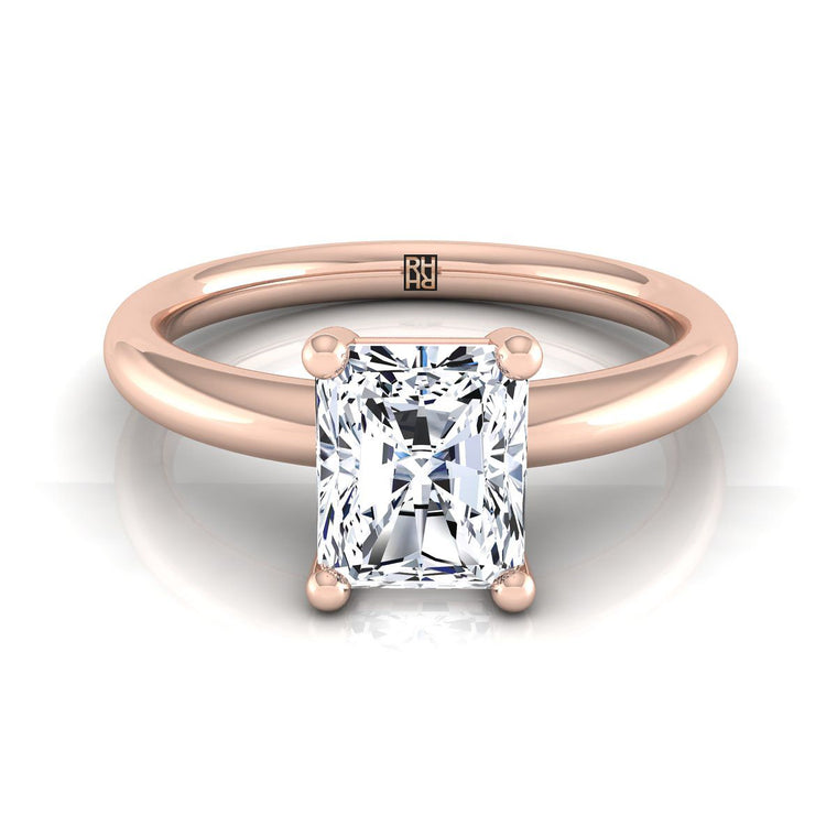 The Tori Rounded Comfort Fit Solitaire Radiant Cut Engagement Ring Setting in 14K Rose Gold
