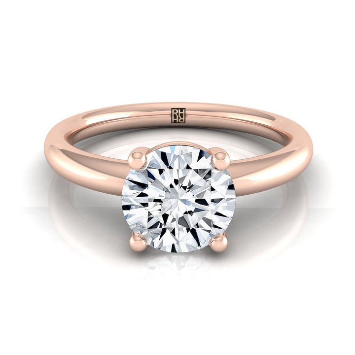 Round Brilliant, Rounded Comfort Fit Solitaire, in 14K Rose Gold, prong setting | RockHer