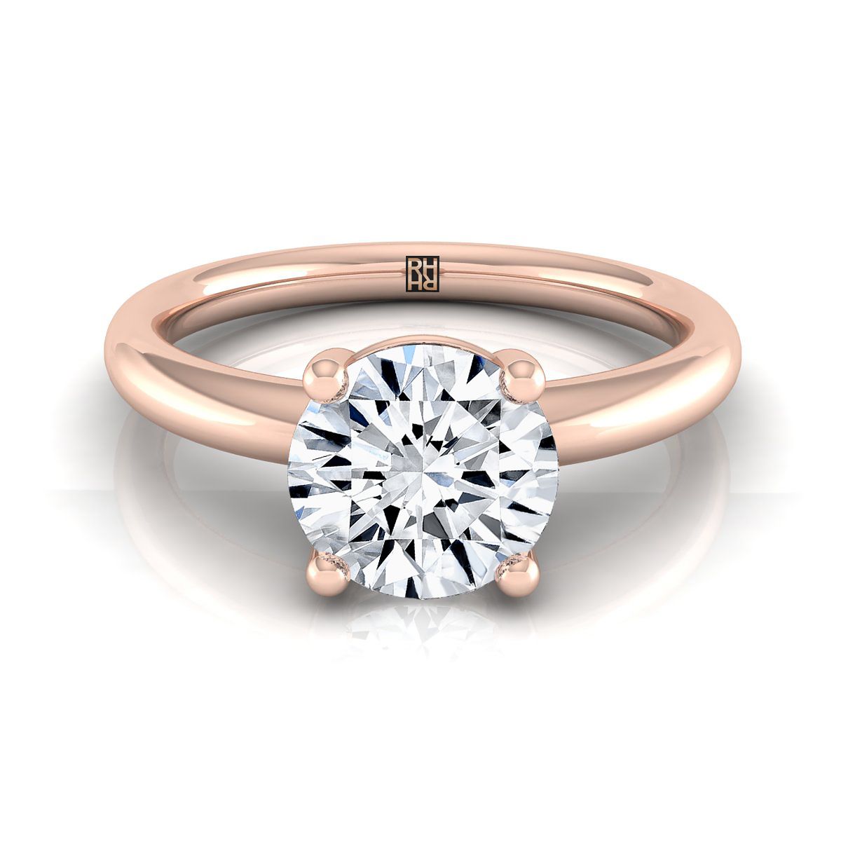 The Tori round engagement ring setting in 14K Rose Gold | RockHer