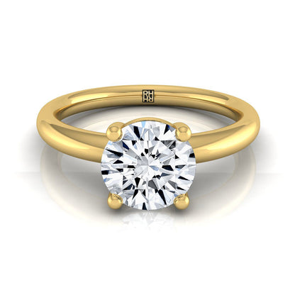 Round Brilliant, Rounded Comfort Fit Solitaire, in 18K Yellow Gold, prong setting | RockHer