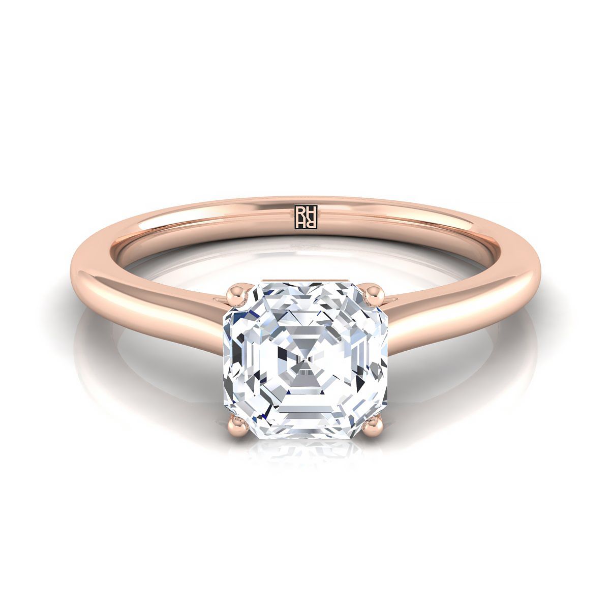 The Gladys asscher engagement ring setting in 14K Rose Gold | RockHer