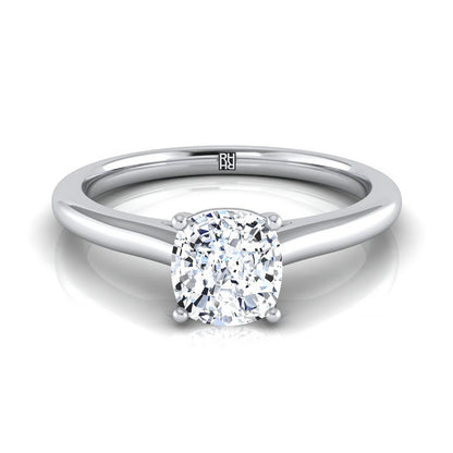 Pinched Cathedral Solitaire Cushion, in Platinum, prong setting | RockHer