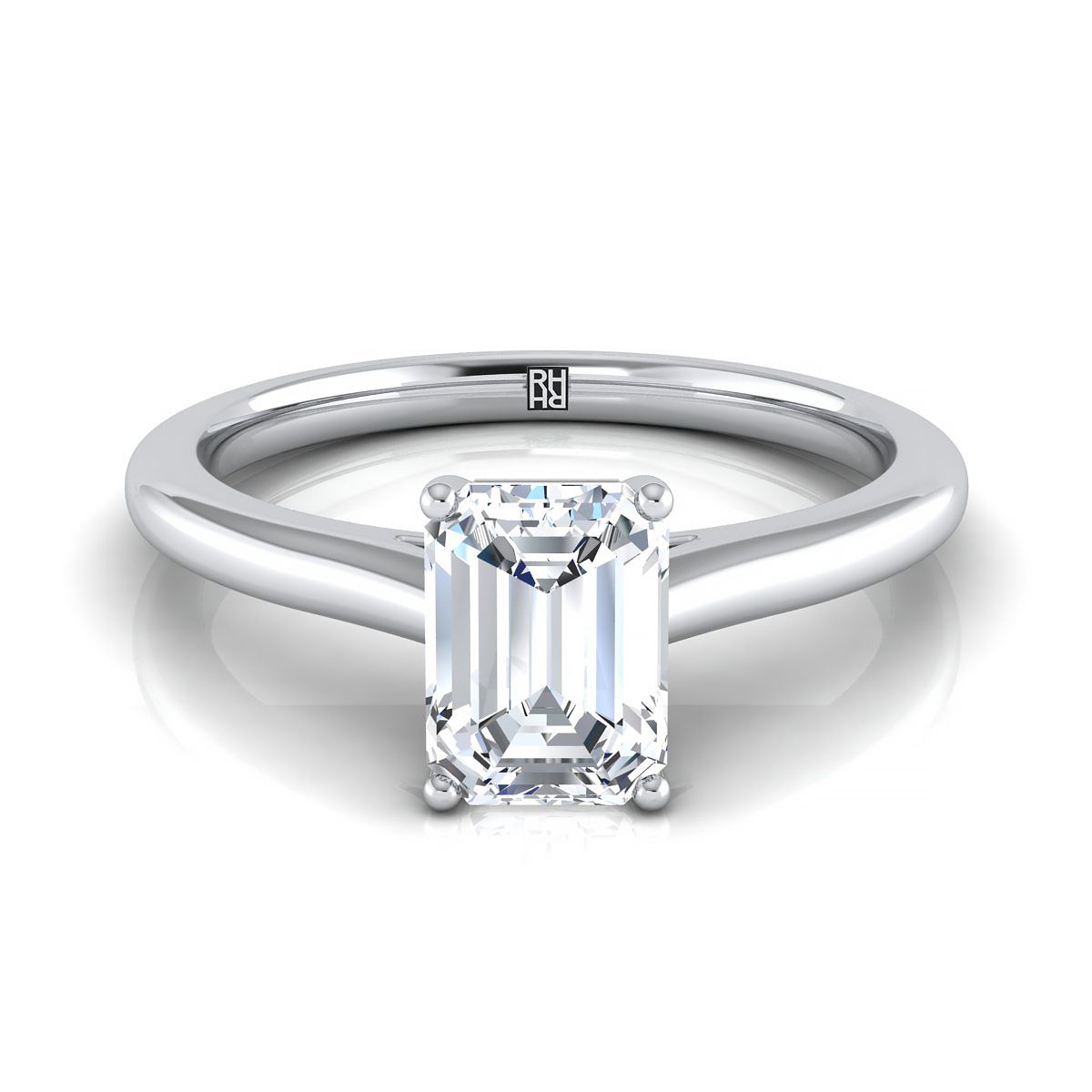 The Gladys emerald engagement ring setting in 18K White Gold | RockHer