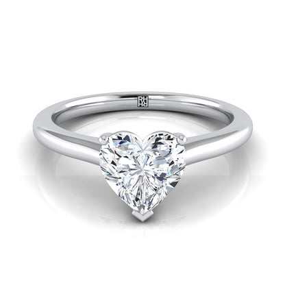 Pinched Cathedral Solitaire Heart Shape, in 18K White Gold, prong setting | RockHer