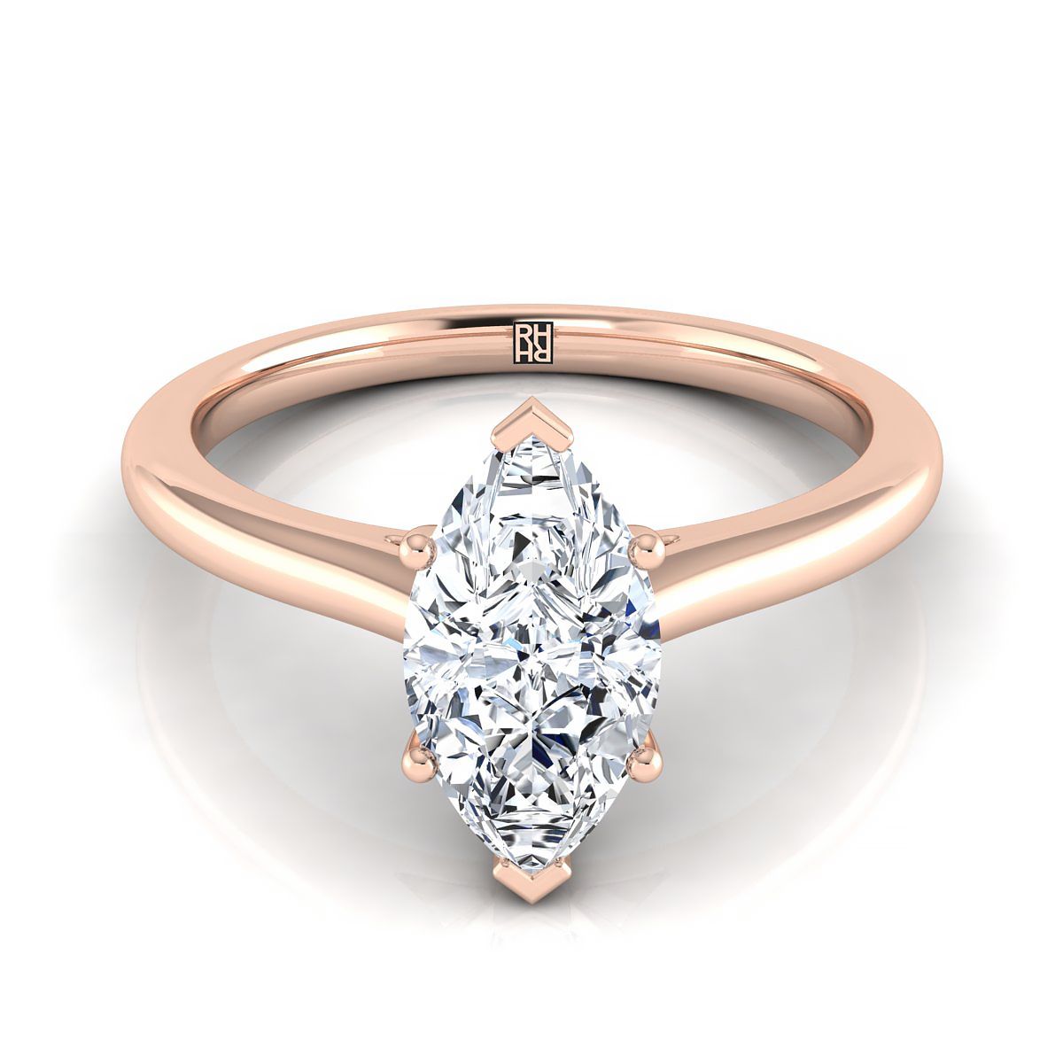 The Gladys marquise engagement ring setting in 14K Rose Gold | RockHer