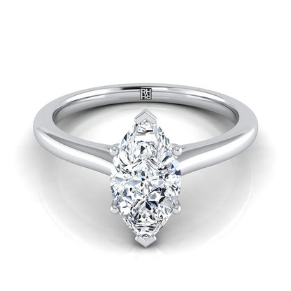 Pinched Cathedral Solitaire Marquise, in Platinum, prong setting | RockHer