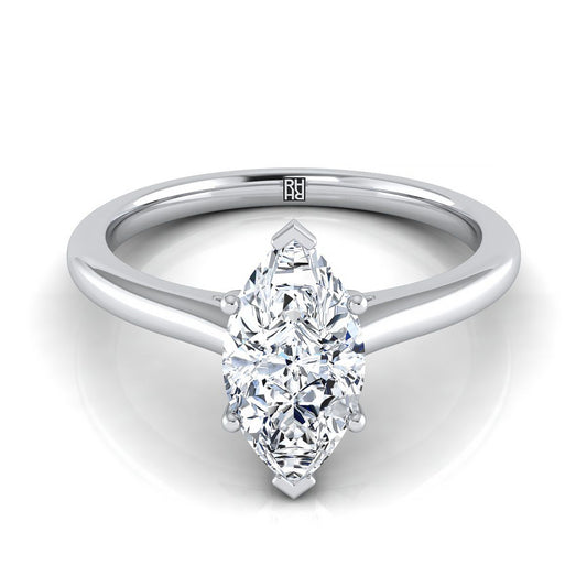14K White Gold Marquise   Pinched Comfort Fit Claw Prong Solitaire Engagement Ring